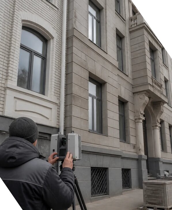 Лазерное сканирование фасадов зданий для обследования в Дубне